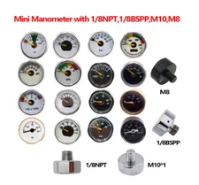 HPA Compressed Air Mini Micro Pressure Gauge Manometer 1/8BSPP 1/8NPT M10 M8