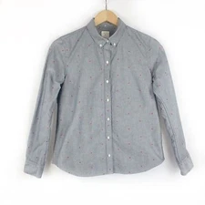Gap The Fitted Boyfriend Chambray Polka Dot Button Down Blouse, Size Small