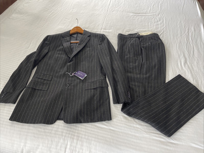 Luxury Special Edition Ralph Lauren Purple Label Bespoke Flannel Suit 44R. NWT