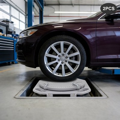 2pcs 5 Ton Front End Wheel Alignment Turntable Plate 360° Rotating Plate Table