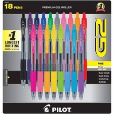 Pilot 18pk G2 Gel Pens Fine Point 0.7mm Assorted Inks