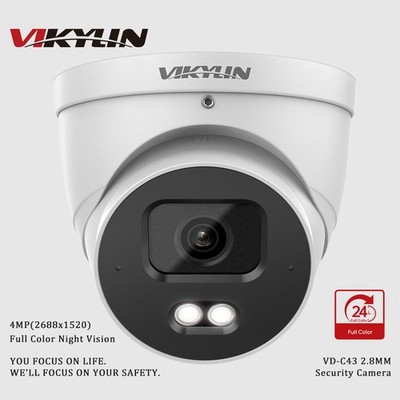 VIKYLIN 4MP Full Color POE IP Camera Built-in MIC Security CCTV Outdoor Tripwire