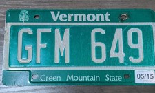 License Plate Vermont Green Mountain State Maple Tree  #GFM 649 Expired