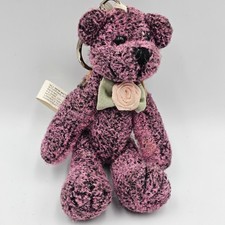 Kuddle Me Toys Mini Teddy Bear Keychain Purple w/ Ribbon Rose Bow 2000 Y2K
