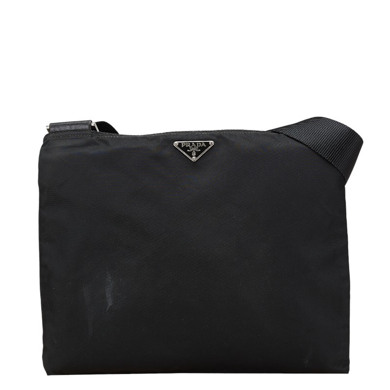 RARE PRADA Black Nylon Crossbody Bag with Triangle Logo Plate