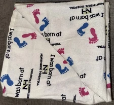 Northside Hospital Baby Receiving Blanket Newborn Gift 37” By 37” Foot Prints