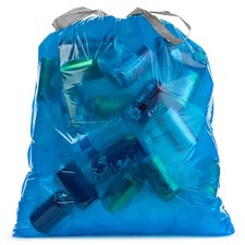Ultrasac 20-30 Gallon 0.8 MIL Blue Drawstring Trash Bags - 30" x 33" -