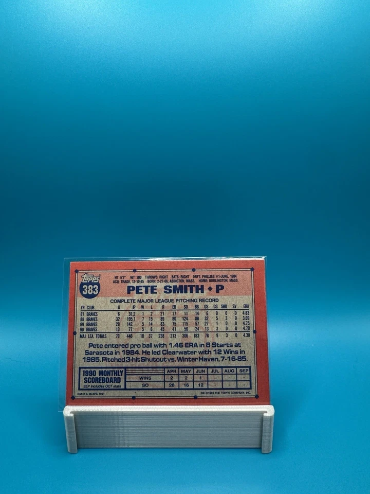 1991 Topps Operation Desert Shield #383 Pete Smith Braves - Image 2 of 2