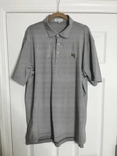 Used Wake Forest Peter Millar Polo. Large. Black/gray Striped
