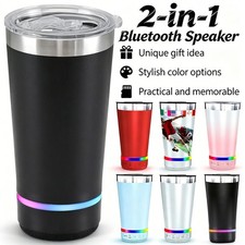 16oz Stainless Steel Insulated Tumbler with Bluetooth Speaker Portable Music Mug