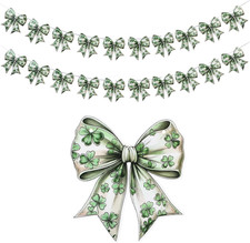 St. Patrick's Day 2-Pack Bow Garland - 6.56 Ft Clover Banner for Decor