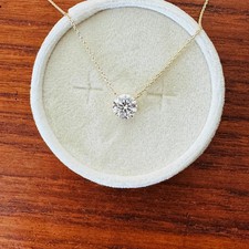 Birthday Gift  Round Cut Natural Diamond Necklaces Chain 18'' 14k Yellow Gold
