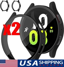 2X Samsung Galaxy Watch 4 5 6 7 40/44 Tempered Glass Protector Screen Case Cover
