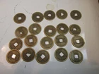 Vintage Twenty Random Chinese Cash Coins With Square Holes In Center