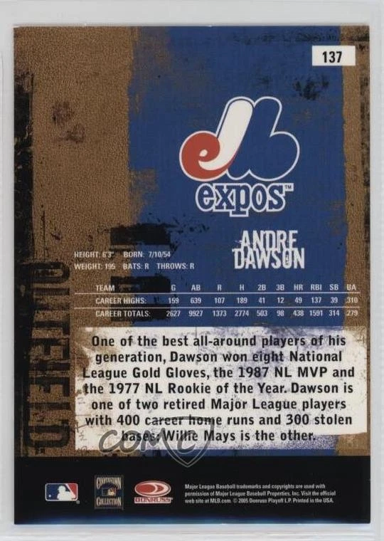 2005 Donruss Leather & Lumber Andre Dawson #137 HOF - Image 2 of 2