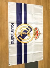 Bandiera Striscione Raso Real Madrid Crest - 120x70 Tifoso Calcio Decorazione Parete