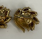 Vintage Crown Trifari Goldtone Gold Faceted Rhinestone Clip On Earrings  — photo 5