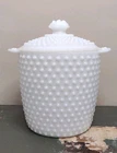 Vtg MCM Anchor Hocking Hobnail Milk Glass Lidded Cookie Jar  Canister Ice Bucket