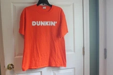 Dunkin Orange Tee size L Dunkin Donuts DD Promo T shirt advertising Large