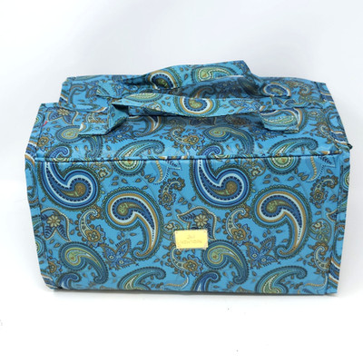 Joy Mangano Medium Better Beauty Case Turquoise Paisley Roll Up Travel NEW