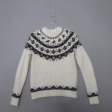 LOFT Sweater XS Fair Isle Fisherman Embellished Beaded Wool Alpaca Blend Nordic