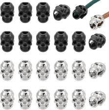 40 Pcs 2 Colors Alloy Skull Beads, Skull Shape Alloy Cord End Lock Paracord Bead