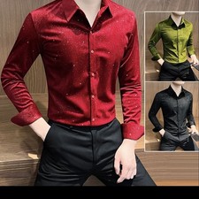Men's Formal Slim Fit Tops Casual Button Down Shirts Business Long Sleeve Shirts