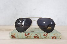 Vintage 1990s Sunglasses NOS Aviator Gold tone Dark lens Classic Cowboy Western