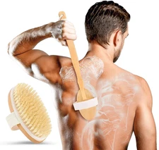 Back Scrubber for Shower - 20" Long Handle Shower Brush - Natural Bristle Back B