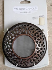 *NEW* Yankee Candle Bronze Floral Sheridan ILLUMA-LID Jar Candle Top *FREE SHIP