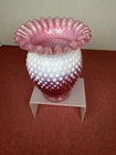 New ListingVintage Fenton Cranberry Opalescent Hobnail Glass Vase 6" tall