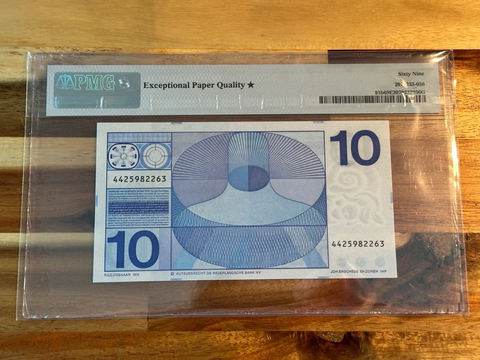P# 91b 1968 Netherland Nederlandsche Bank 10 Guilden PMG 69 EPQ STAR - Изображение 2 из 2