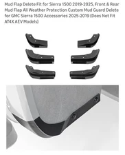 Mud Flap Delete Fit for Sierra 1500 2019-2025, Front & Rear Mud Flap All Weather