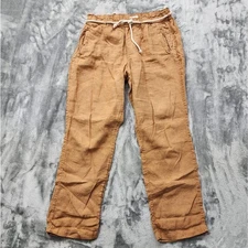 C&C California Pants Womens M Brown Linen Rope Belt High Rise Straight Casual