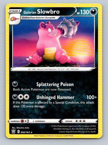 LP Pokemon Galarian Slowbro - 092/163 - Rare Lightly Played Battle Styles |  eBay