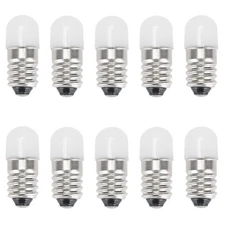 E10 LED Bulbs 12V Cold White,10Pcs AC/DC E10 Miniature Screw LED Lamps 0.5Watts