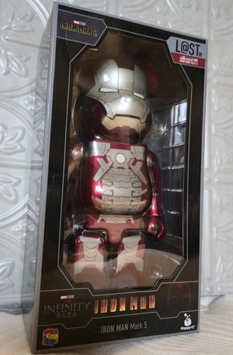 Medicom Toy Be@rbrick 400% Iron Man Mark 5 Marvel Art Toy Red Silver 2022 Last