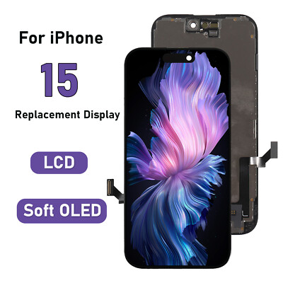 NEW Soft OLED For iPhone 15 LCD Display Touch Screen Replacement Digitizer LOT