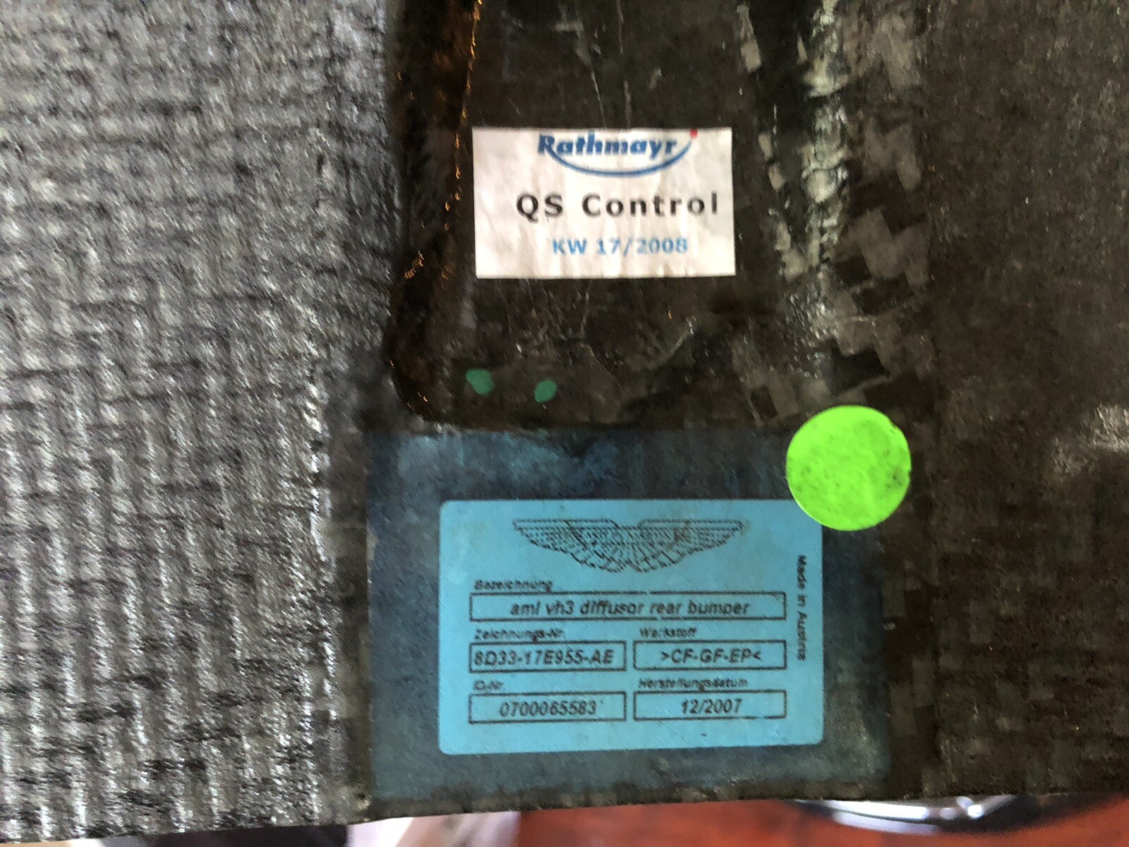 Aston Martin DBS Rear Bumper Diffuser Carbon Fiber 8d33-17e955-ae OEM