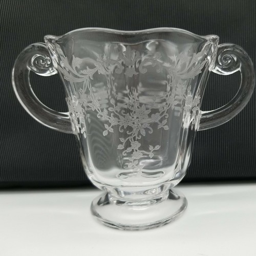 Fostoria Etched Pattern Creamer & Sugar Vintage Glass Set - Picture 4 of 11