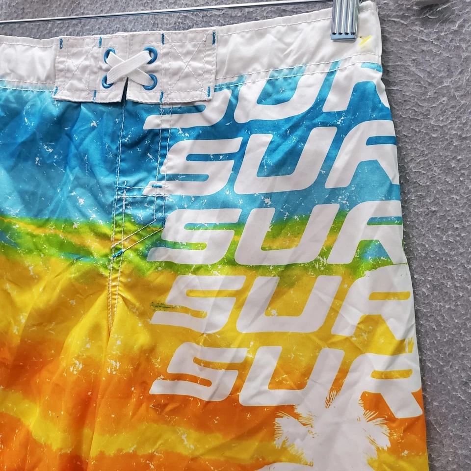 Roupa de banho Mossimo Supply masculina logotipo amarelo grande baús de natação surf d - Imagem 2 de 4