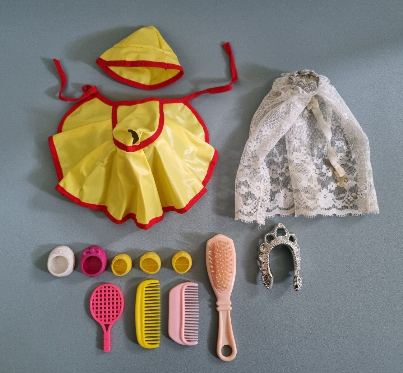 RARO cappello impermeabile anni 80 vintage My Little Pony G1 matrimonio pizzo velo scarpe pettine