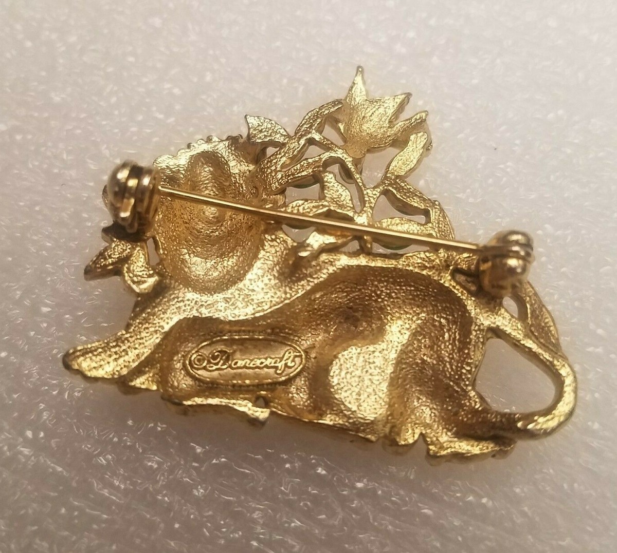 Vintage Signed Danecraft Lion Lamb Pin Brooch Peace Dove