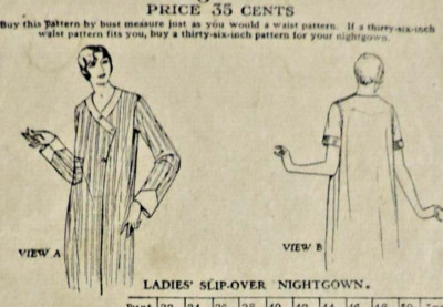Antique Butterick/Deltor  6272 Ladies Slipover Nightgown/Dress B42 RARE 1920s