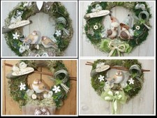 Türkranz Vogel Frühling Sommer Willkommen Shabby Landhaus natur creme taupe grün