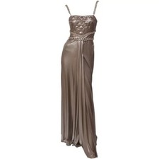 $8,975 F/W 2005 RUNWAY VERSACE CHAIN EMBELLISHED LONG LAME DRESS 42