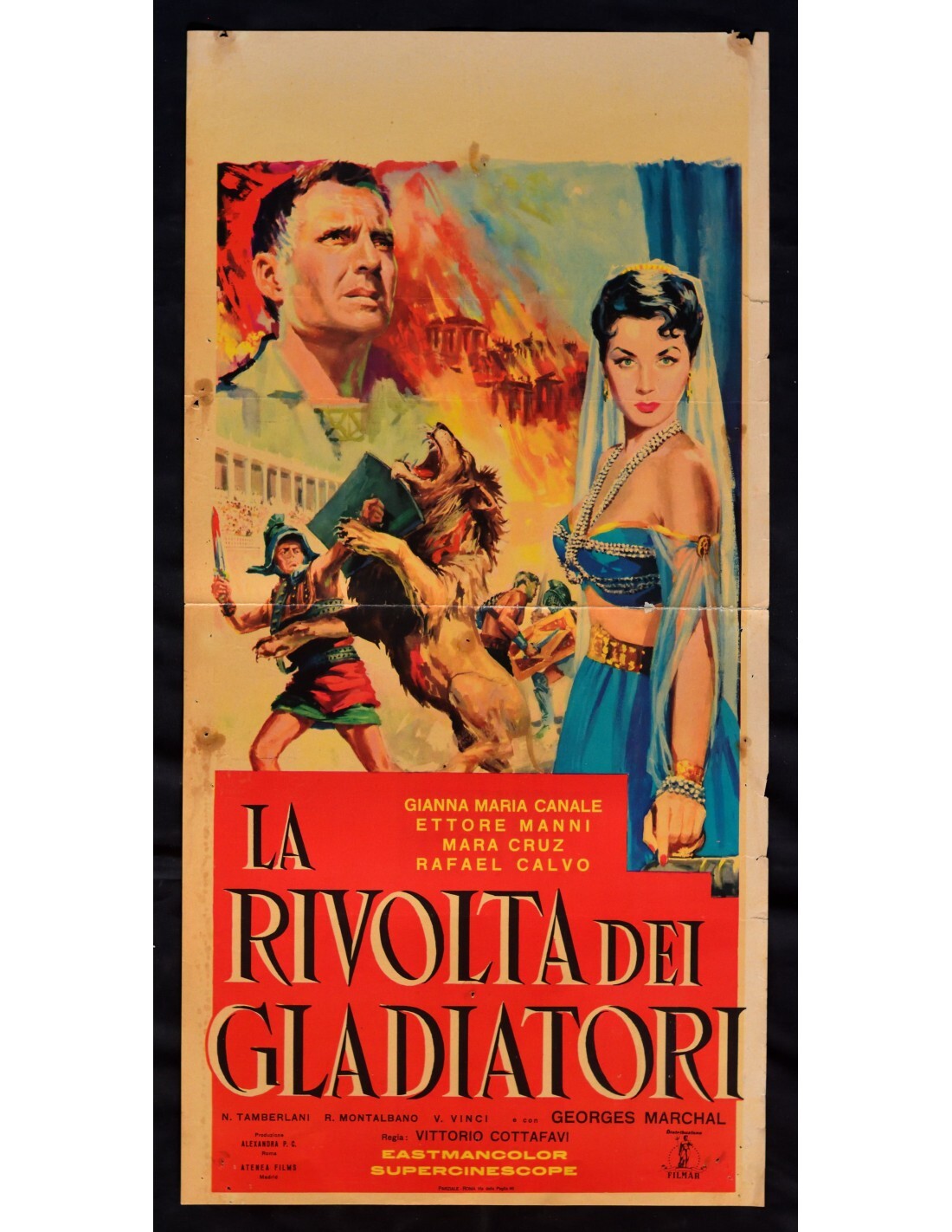 Locandina originale film La rivolta dei gladiatori (1958) - Regia di Vittorio Cottafavi