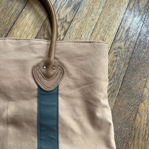 Bolso de Hombro LL Bean Boat de Lona Caqui Verde Cuero Asa Forrado a Cuadros Tostado - Imagen 8 de 17