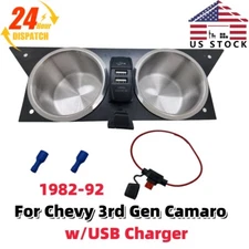 For Chevy Ash Tray Center Cup Holder w/USB Charger 3rd Gen Camaro 1982-92