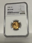 1939-P Lincoln Cent, NGC MS-67 Red, Very Attractive, Flashy Red Penny, No Spots